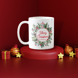 fröhliche Weihnachtswasserfarbe Wintergrün schick Kaffeetasse