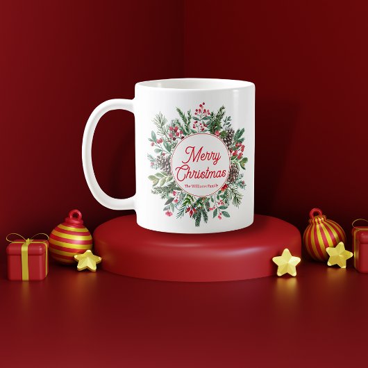 fröhliche Weihnachtswasserfarbe Wintergrün schick Kaffeetasse