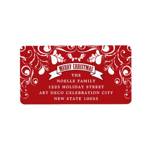 Fröhliche Weihnachtszeit Jugendstil Floral Feierta Adressaufkleber (Vorne)