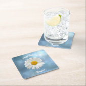 fröhliche Weiße Daisy Rechteckiger Pappuntersetzer (Vor Ort)