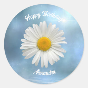 fröhliche Weiße Daisy Runder Aufkleber