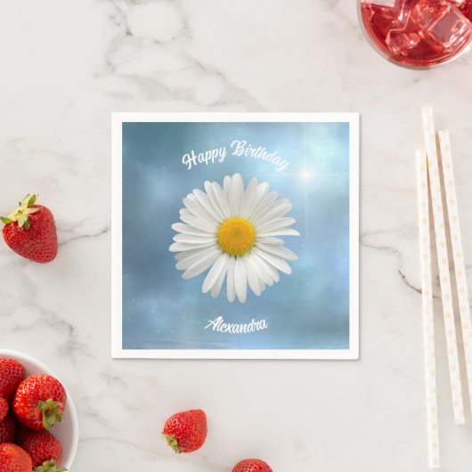 fröhliche Weiße Daisy Serviette (Beispiel)