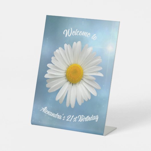 fröhliche Weiße Daisy Sockelschild (Vorderseite)