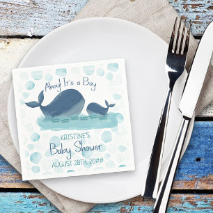Fröhliche Whale Ahoy Es ist ein Junge Baby Shower Serviette