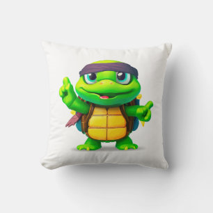 Fröhliche Whimsical-Schildkröte Zurück zur Schule Kissen