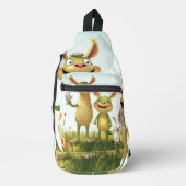 Fröhliche Wiesengang – Bunte Tierfreunde im Frühli Crossbody Bag (Vorderseite)