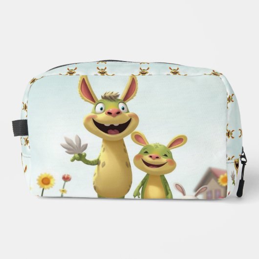 Fröhliche Wiesengang – Bunte Tierfreunde im Frühli Waschbeutel (Vorderseite)