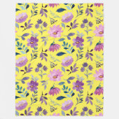 Fröhliche Wildblume Muster Sommer hell gelb Fleecedecke (Vorderseite)