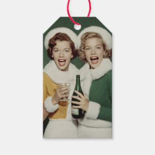 Fröhliche Winter-Champagner-Feier Geschenkanhänger