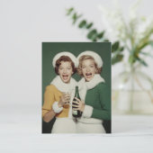 Fröhliche Winter-Champagner-Feier Postkarte (Stehend Vorderseite)