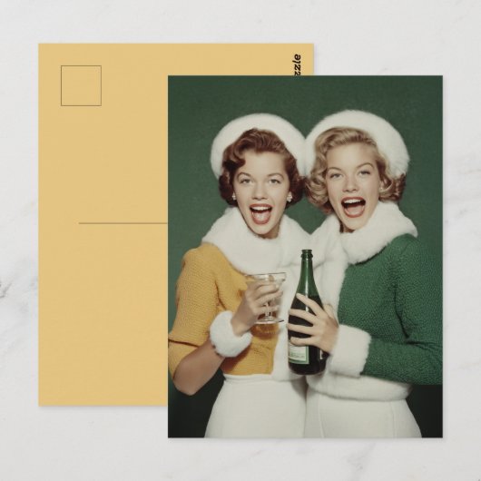 Fröhliche Winter-Champagner-Feier Postkarte (Vorne/Hinten)