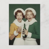 Fröhliche Winter-Champagner-Feier Postkarte (Vorderseite)
