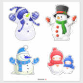 Fröhliche Winter Schneemann Sammlung Aufkleber (Blatt)