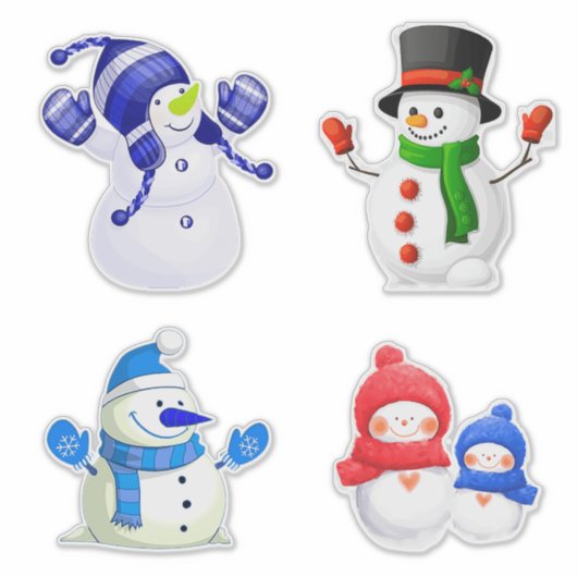 Fröhliche Winter Schneemann Sammlung Aufkleber (Vorderseite)