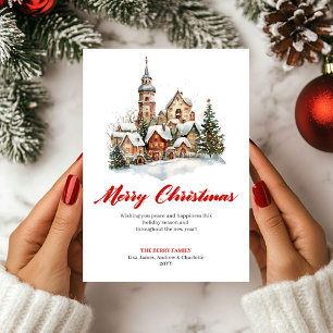 Fröhliche Winter Szene Weihnachtsgrußkarte Feiertagskarte
