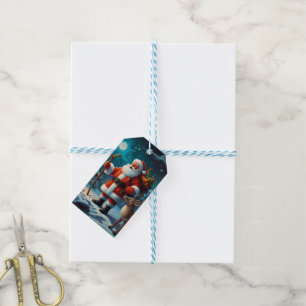 Fröhliche winterliche Weihnachtsfeier Szene Geschenkanhänger