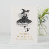 Fröhliche Witchmas-Dunkle Gothic-Hexen-Weihnachtsk Feiertagskarte (Stehend Vorderseite)