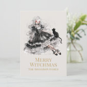 Fröhliche Witchmas-Gothik-Hexe-Weihnachtskarte Feiertagskarte (Stehend Vorderseite)