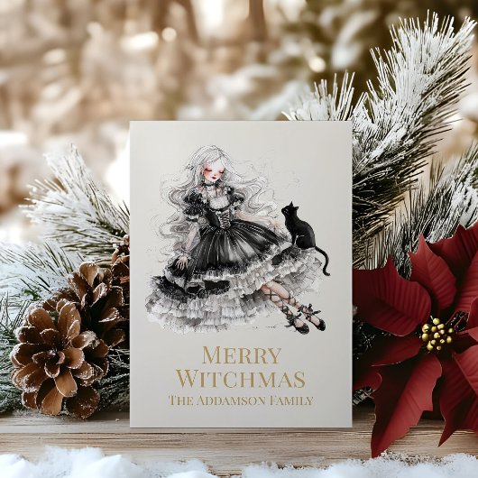 Fröhliche Witchmas-Gothik-Hexe-Weihnachtskarte Feiertagskarte