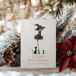 Fröhliche Witchmas Stehende Hexe Individuelle Feie Feiertagskarte