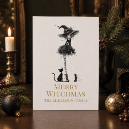 Fröhliche Witchmas Stehende Hexe Individuelle Feie Feiertagskarte