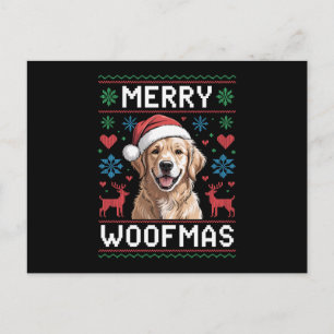 Fröhliche Woofmas Golden Retriever Weihnachtshut H Feiertagspostkarte