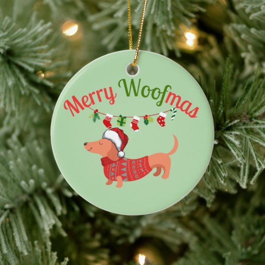 Fröhliche WOOFmas Keramik Ornament (Baum)