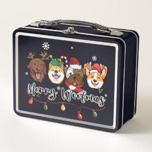 Fröhliche Woofmas-Typografie-Metall-Lunchbox Metall Brotdose