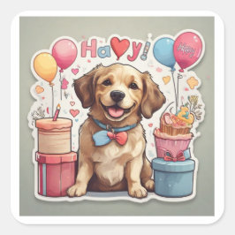 Fröhliche Wünsche Quadratischer Aufkleber