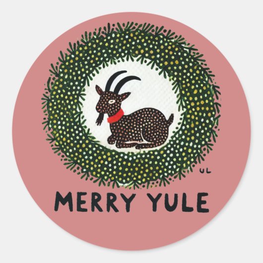 Fröhliche Yule-Ziege Runder Aufkleber (Vorderseite)