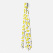 Fröhliche Zitronenmuster Gelbe Monogramm Name Weiß Krawatte (Rückseite)