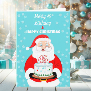 Fröhlichen 45. Geburtstag Weihnachten Santa Karte