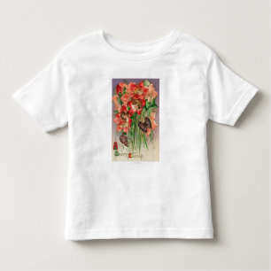 Fröhlichen Ostern mit Frauen-HauptBlumen Kleinkind T-shirt