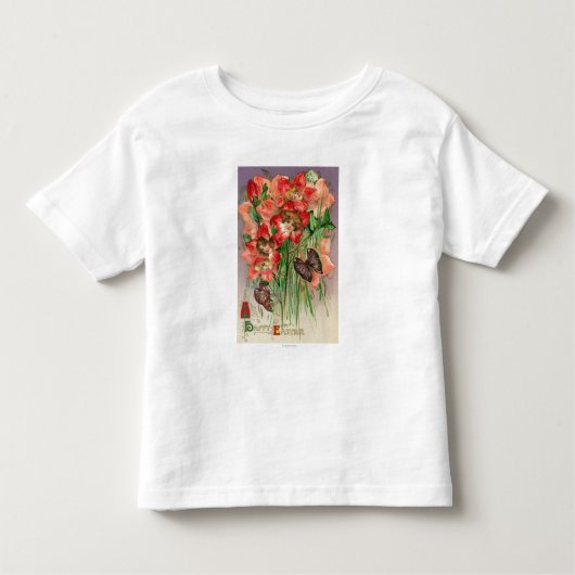 Fröhlichen Ostern mit Frauen-HauptBlumen Kleinkind T-shirt (Vorderseite)
