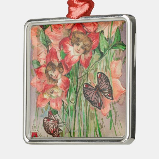 Fröhlichen Ostern mit Frauen-HauptBlumen Ornament Aus Metall (Links)