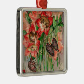 Fröhlichen Ostern mit Frauen-HauptBlumen Silbernes Ornament (Rechts)