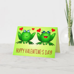 Fröhlichen Valentinstag Spaß Süße Cartoon Frösche Karte