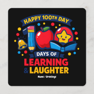 Fröhlicher 100. Schultag Lernen und Lachen  Einladung