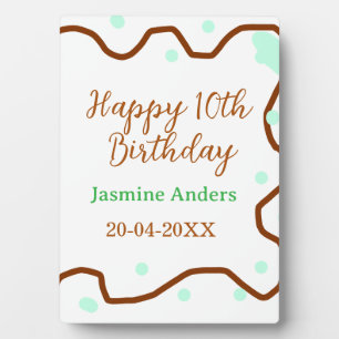 Fröhlicher 10. Geburtstag grüne pastellfarbene bra Fotoplatte