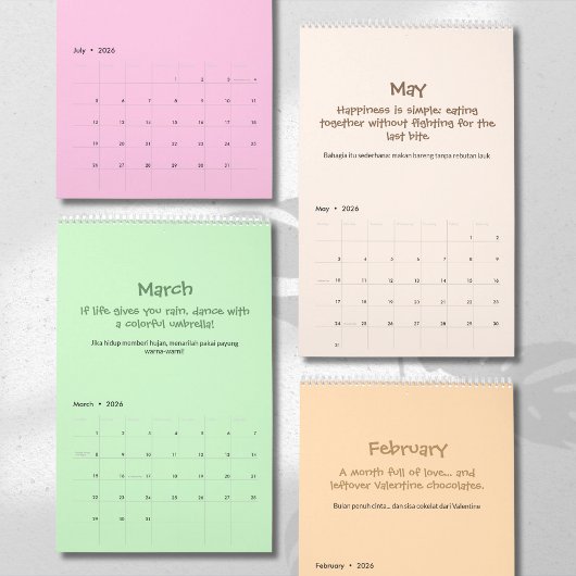 Fröhlicher 2026-Zitat-Kalender Kalender