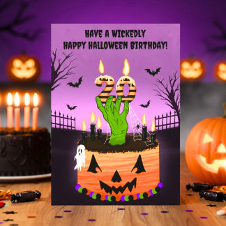 Fröhlicher 20. Halloween-Geburtstag Gruselkuchen Karte