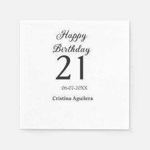 Fröhlicher 21. Geburtstag fett gedruckter einfache Serviette
