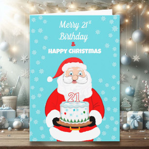 Fröhlicher 21. Geburtstag Weihnachten Santa Karte