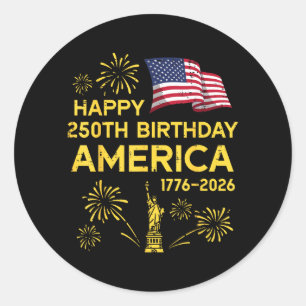Fröhlicher 250. Geburtstag Amerika 250 Jahre Jubil Runder Aufkleber
