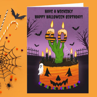 Fröhlicher 40. Halloween-Geburtstagskuchen Gruselk Karte