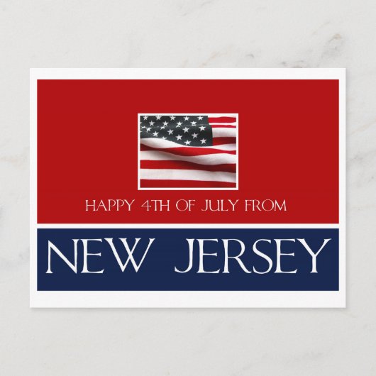 fröhlicher 4. Juli aus New Jersey Postkarte (Vorderseite)