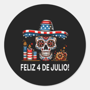 Fröhlicher 4. Juli Mexikanische Latina Stolze USA- Runder Aufkleber