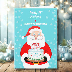 Fröhlicher 75. Geburtstag Weihnachten Santa Karte