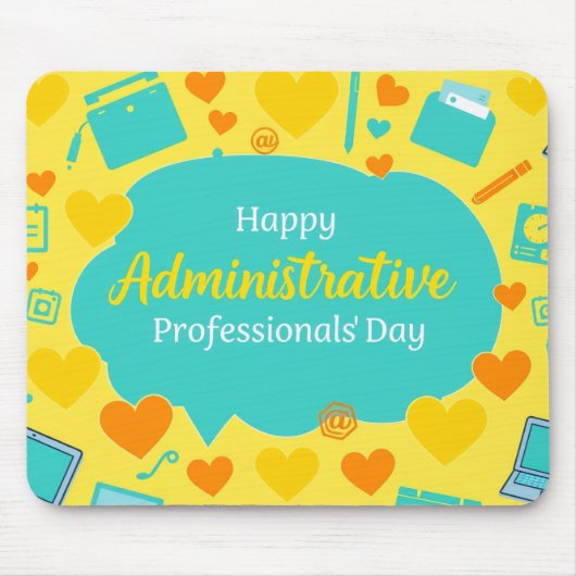 Fröhlicher Admin-Tag Büro-Icons Grafik Kunst Mousepad (Vorne)