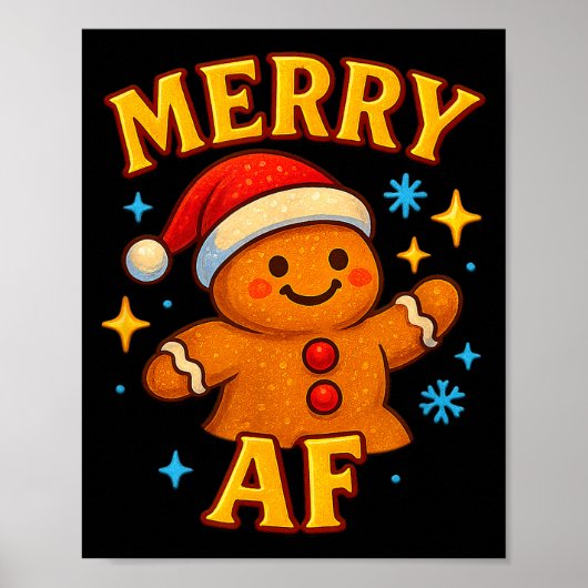 Fröhlicher Af Lebkuchenmann Weihnachtsmann Hut Coo Poster (Vorne)